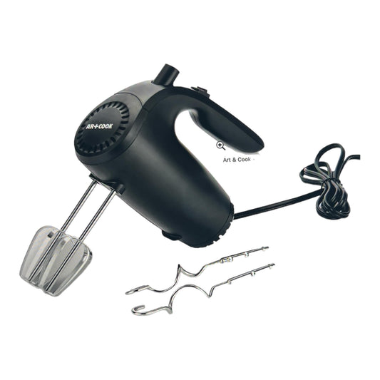 (1) 5-Speed Hand Mixer, Attachments, Beater, Mixer, Black, Corded, Lightweight, Small Portable, Turbo Boost